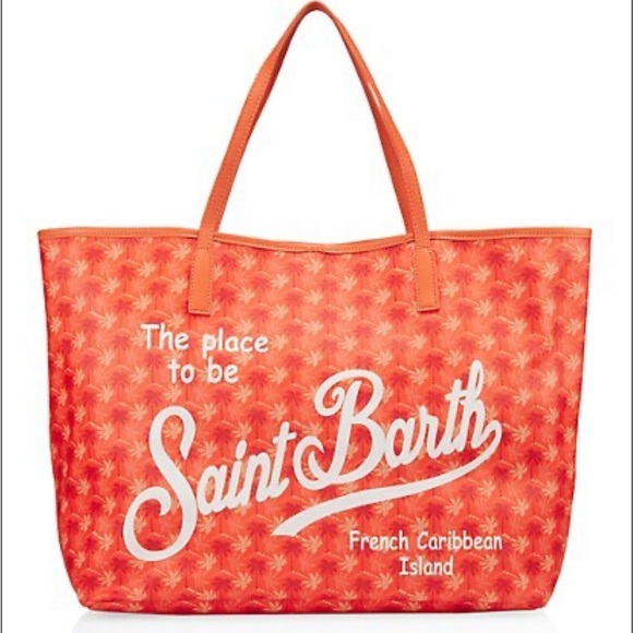 NWT MC2 Saint Barth Monogram Print Tote Orange - Picture 1 of 3